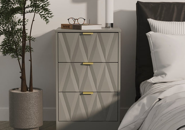 Las Vegas 3 Drawer Bedside Table in Dusk Grey