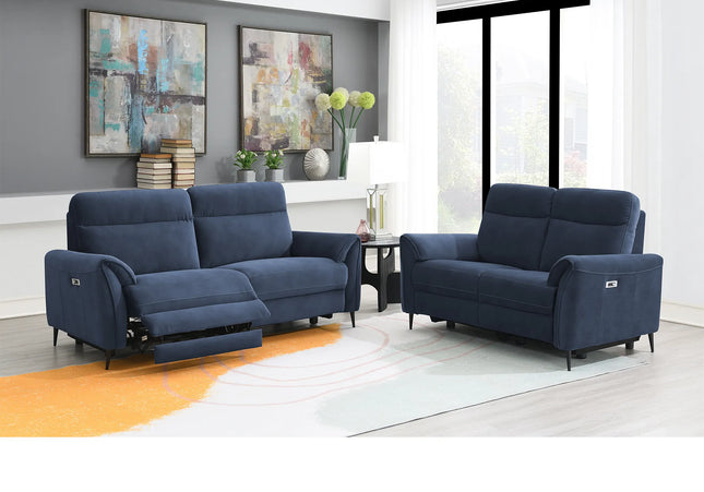 Arbour Power Reclining 3+2 Seater Sofa Set In Blue