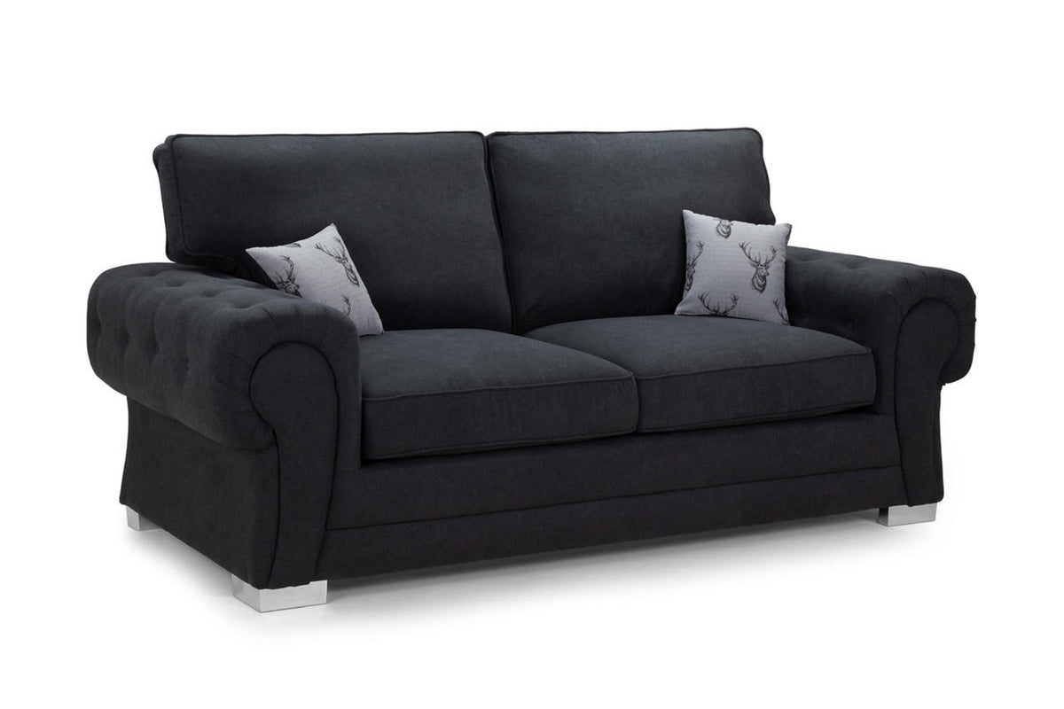 Verona 3 Seat Formal Back Sofa Bed Black Pay Weekly Sofas