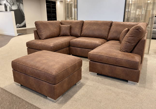 London Tan Faux Leather U-Shape Corner Sofa