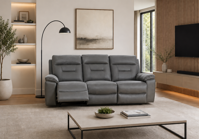 Brayden 3 Seater Power Recliner Sofa In Grey