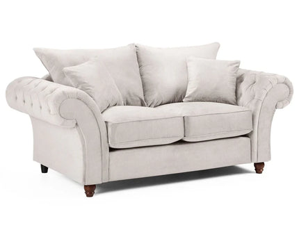 Windsor 2 seater Sofa - Stone  soft polyester upholstery and luxury foam cushions, With rounded, buttoned arms to give the range an elegant, classic look