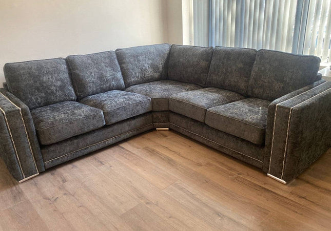 Bentley 2c2 Seat Sofa Set - Charcoal With soft polyester upholstery and luxury foam cushions,Pin button detailing arms