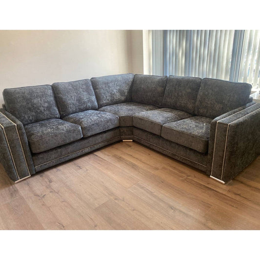 Bentley 2c2 Seat Sofa Set - Charcoal With soft polyester upholstery and luxury foam cushions,Pin button detailing arms