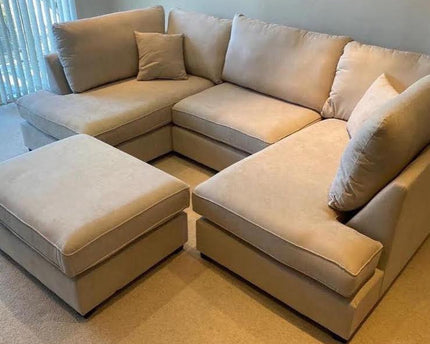 London Mink Fabric U-Shape Corner Sofa