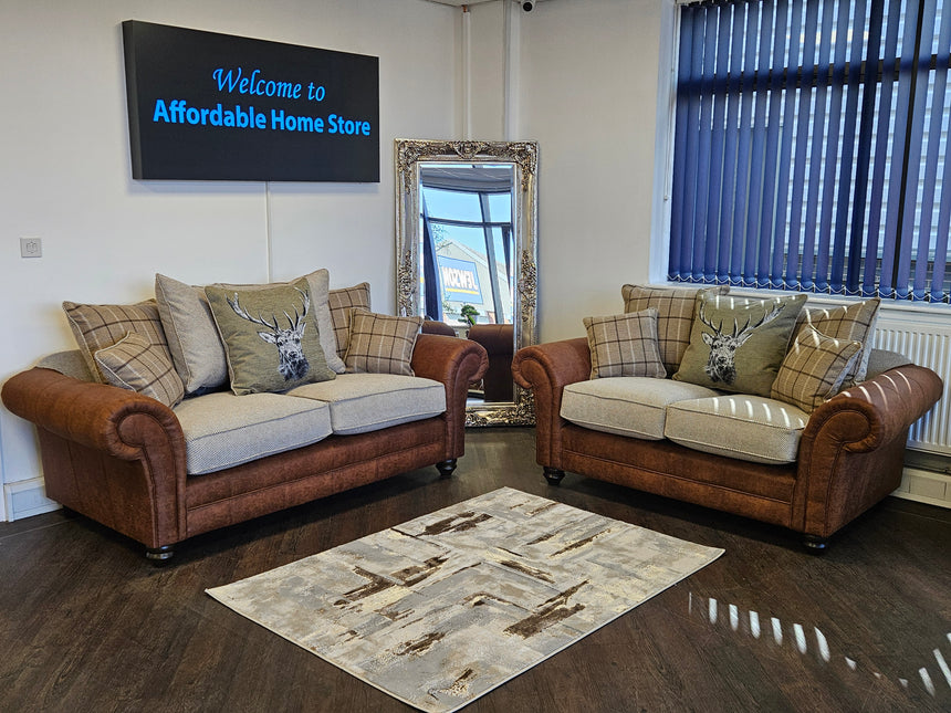Darwin 3+2 Fabric Sofa Set - Brown - Special Offer
