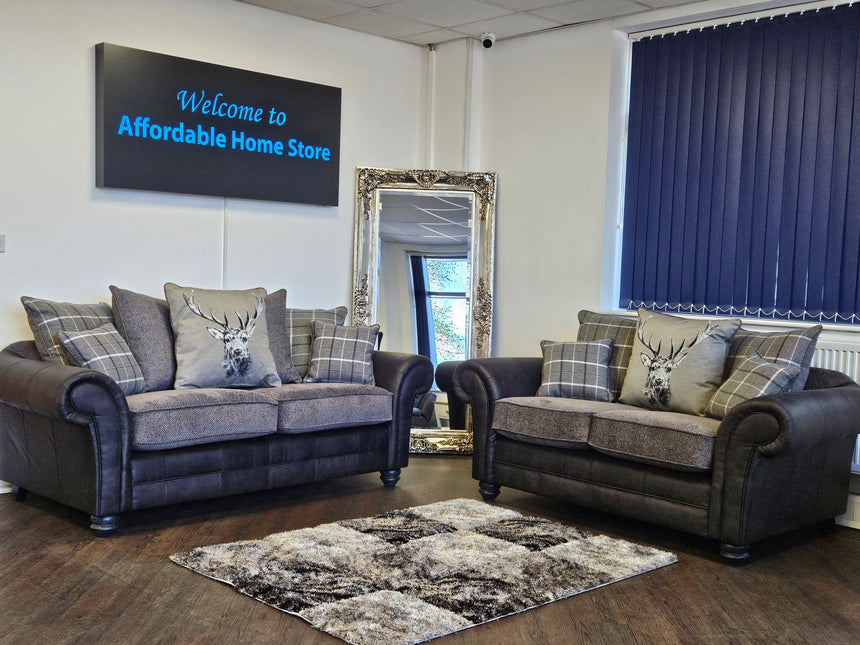 Darwin 3+2 Fabric Sofa Set - Grey - Special Offer