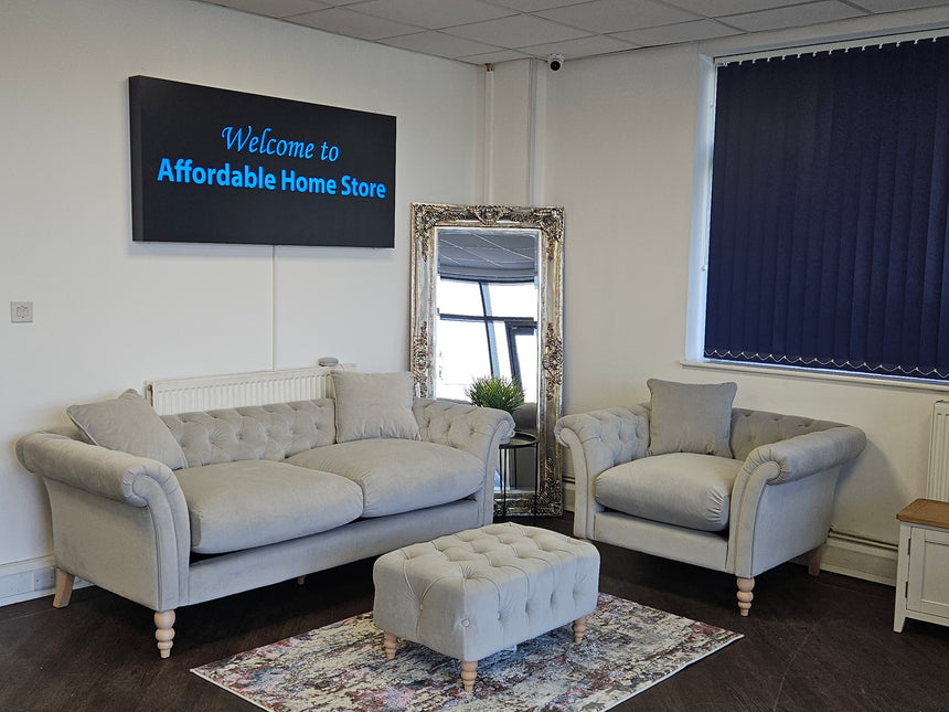 Chesterfield 3 + Armchair And Footstool Sofa Set Special Offer