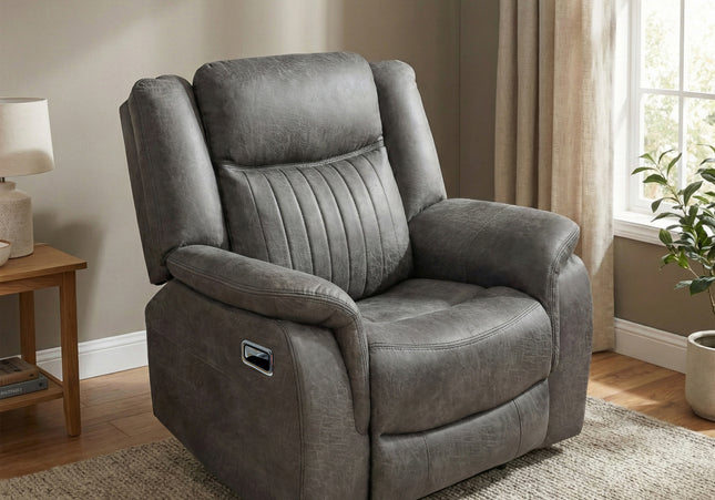 Darlington Manual Recliner Armchair – Slate Grey