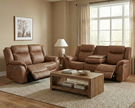 Darlington 3 Seater + 2 Seater Manual Recliner Sofa Set – Tan