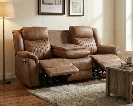 Darlington 3 Seater Manual Recliner Sofa – Tan