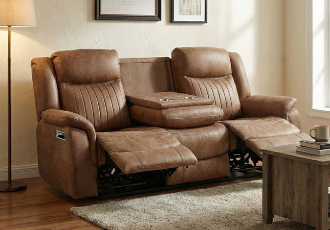 Darlington 3 Seater Manual Recliner Sofa – Tan