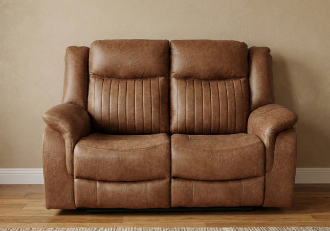 Darlington 2 Seater Manual Recliner Sofa – Tan