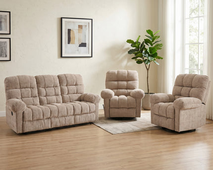 Cloud 3 Seater with Two Swivel Recliner Armchairs – Beige