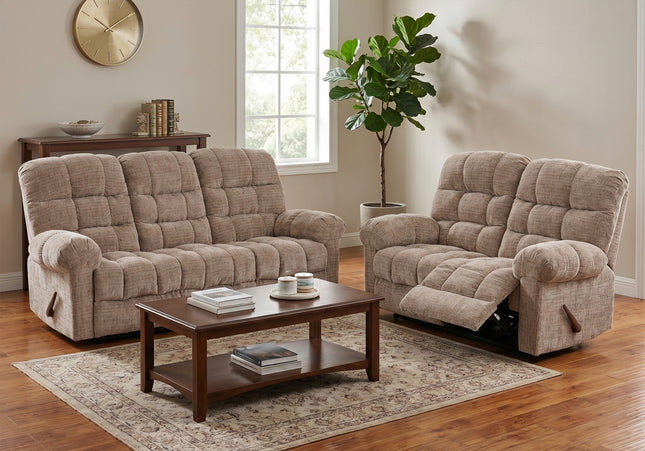 Cloud 3 Seater + 2 Seater Manual Recliner Sofa Set – Beige