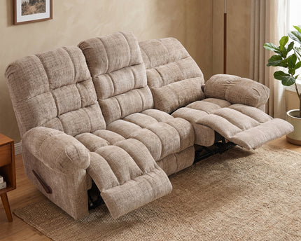 Cloud 3 Seater Manual Recliner Sofa – Beige