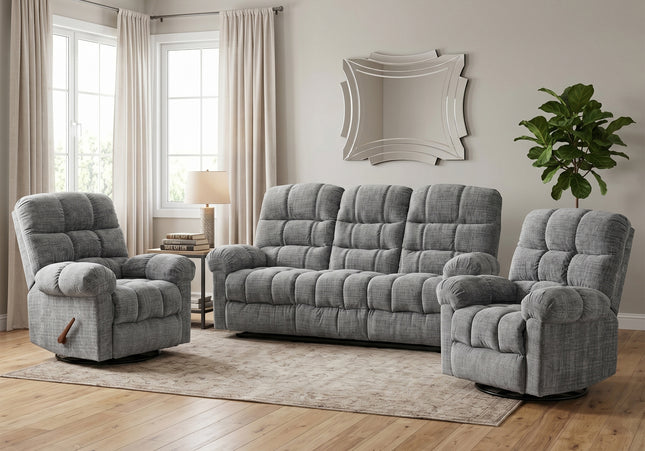 Cloud 3 Seater with Two Swivel Recliner Armchairs – Graphite
