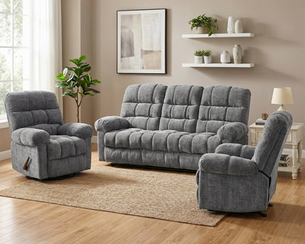 Cloud 3 Seater with Two Swivel Recliner Armchairs – Graphite