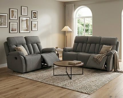 Belgrave 3 Seater + 2 Seater Manual Recliner Sofa Set – Grey