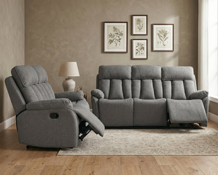 Belgrave 3 Seater + 2 Seater Manual Recliner Sofa Set – Grey