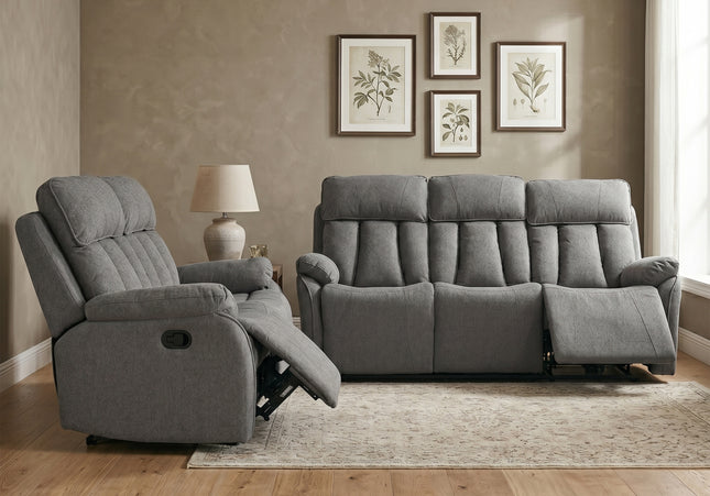 Belgrave 3 Seater + 2 Seater Manual Recliner Sofa Set – Grey