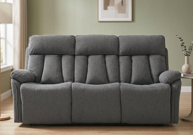 Belgrave 3 Seater + Armchair + Armchair Manual Recliner Sofa Set – Grey