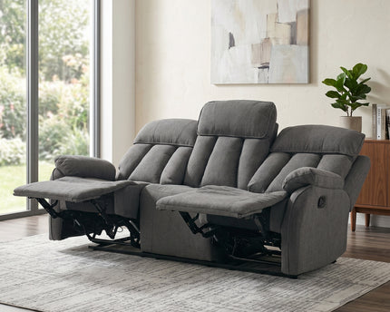 Belgrave 3 Seater Manual Recliner Sofa – Grey