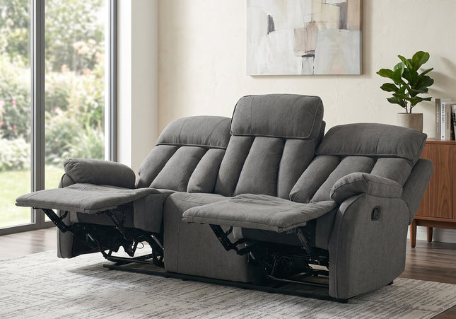 Belgrave 3 Seater + 2 Seater Manual Recliner Sofa Set – Grey