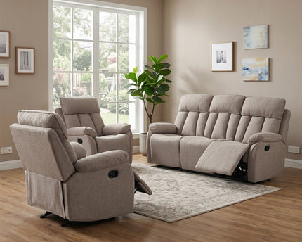 Belgrave 3 Seater + Armchair + Armchair Manual Recliner Sofa Set – Oatmeal