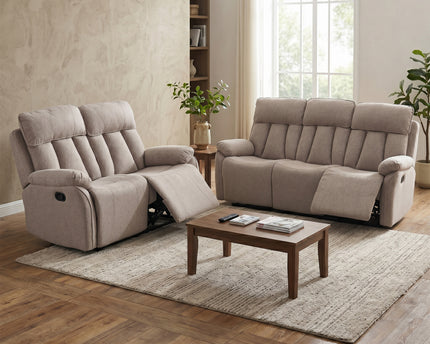 Belgrave 3 Seater + 2 Seater Manual Recliner Sofa Set – Oatmeal