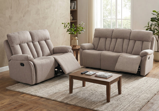 Belgrave 3 Seater + 2 Seater Manual Recliner Sofa Set – Oatmeal