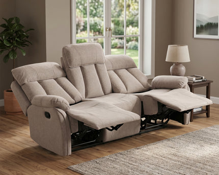 Belgrave 3 Seater Manual Recliner Sofa – Oatmeal
