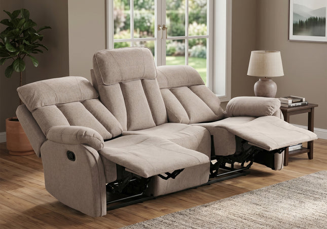 Belgrave 3 Seater Manual Recliner Sofa – Oatmeal