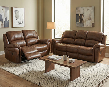 Farnham Leather Air 3 Seater + 2 Seater Manual Recliner Sofa Set – Tan