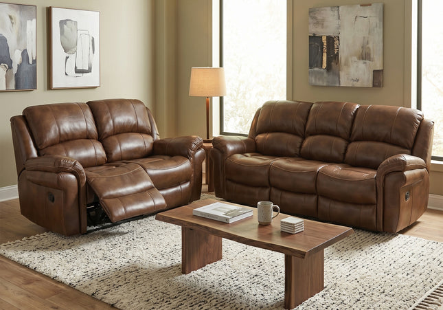 Farnham Leather Air 3 Seater + 2 Seater Manual Recliner Sofa Set – Tan