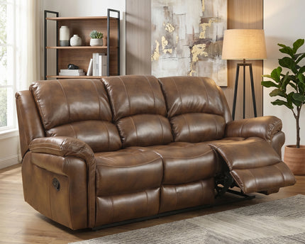 Farnham Leather Air 3 Seater Manual Recliner Sofa – Tan