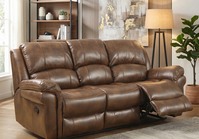 Farnham Leather Air 3 Seater + Armchair + Armchair Manual Recliner Sofa Set – Tan