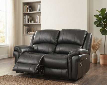Farnham Leather Air 2 Seater Manual Recliner Sofa – Black