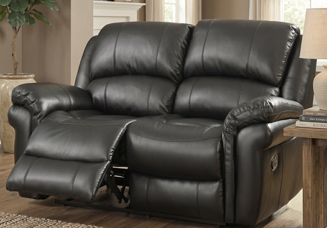 Farnham Leather Air 2 Seater Manual Recliner Sofa – Black