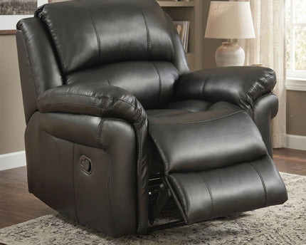 Farnham Leather Air 3 Seater + Armchair + Armchair Manual Recliner Sofa Set – Black