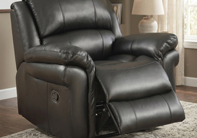 Farnham Leather Air 3 Seater + Armchair + Armchair Manual Recliner Sofa Set – Black