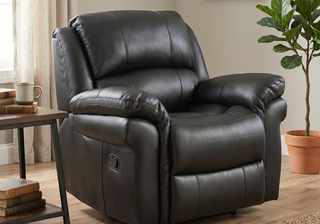 Farnham Leather Air Manual Recliner Armchair – Black