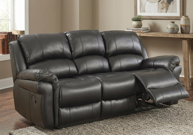 Farnham Leather Air 3 Seater Manual Recliner Sofa – Black