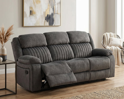 Morgan Manual Recliner 3 Seater Sofa in Iron Grey