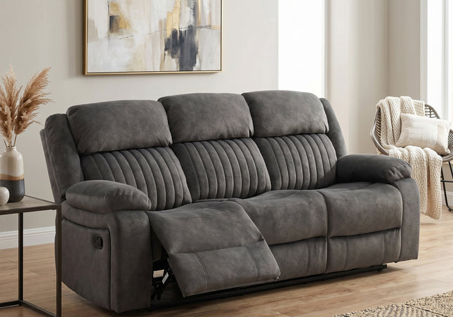 Morgan Manual Recliner 3 Seater Sofa in Iron Grey