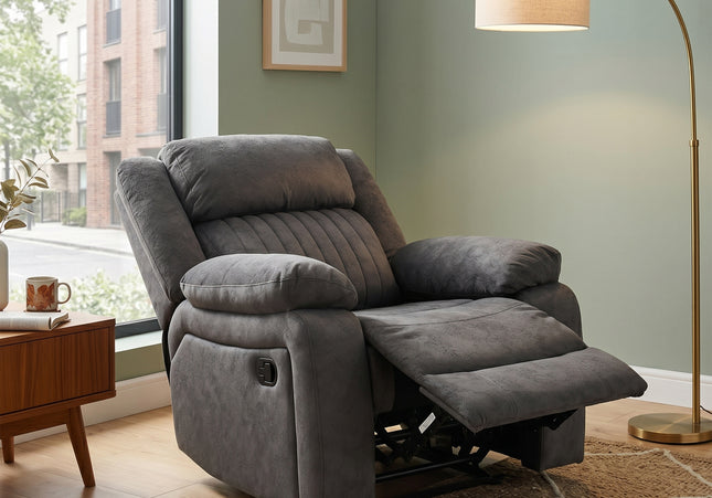 Morgan Manual Recliner Armchair in Iron Grey