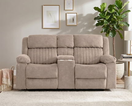Morgan Manual Recliner 2 Seater With Console - Taupe