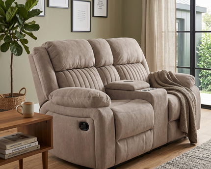 Morgan Manual Recliner 2 Seater With Console - Taupe