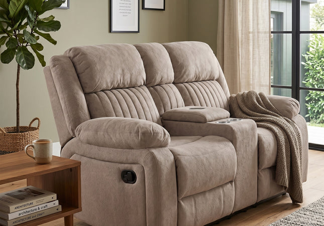 Morgan Manual Recliner 2 Seater With Console - Taupe