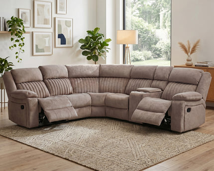 Morgan Manual Recliner Corner Sofa With Console in Taupe